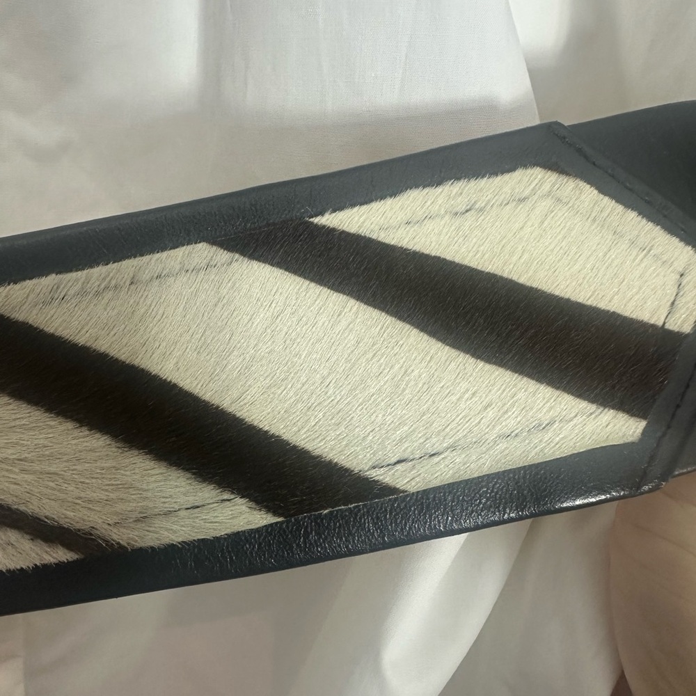 Pony hair brown and white vintage real leather belt - Picture 3 of 5